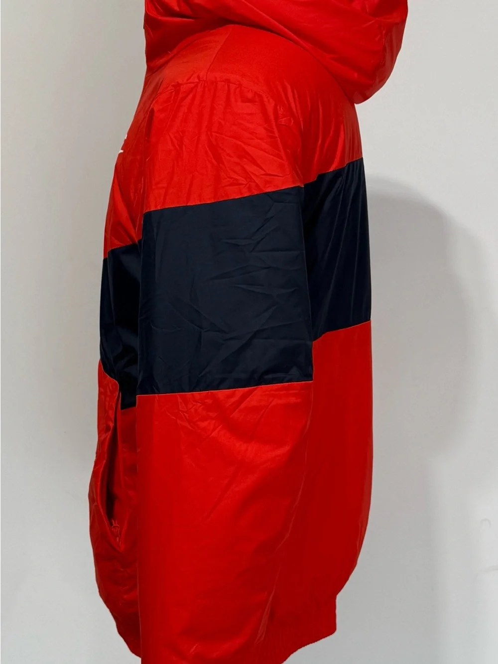 Nike Red Hooded Windbreaker with Black Chevron